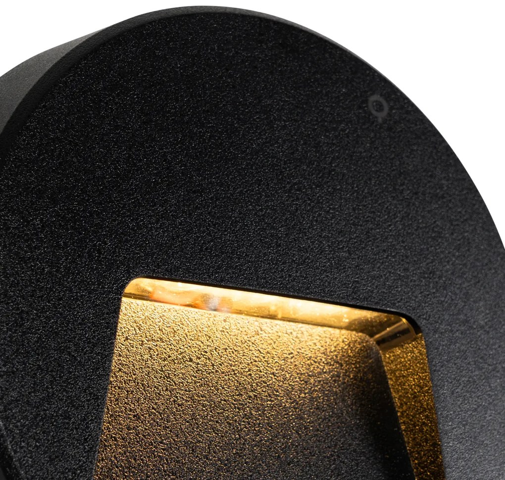 Set van 2 buiten wandlampen zwart rond incl. LED IP65 - Gem Modern IP65 Buitenverlichting