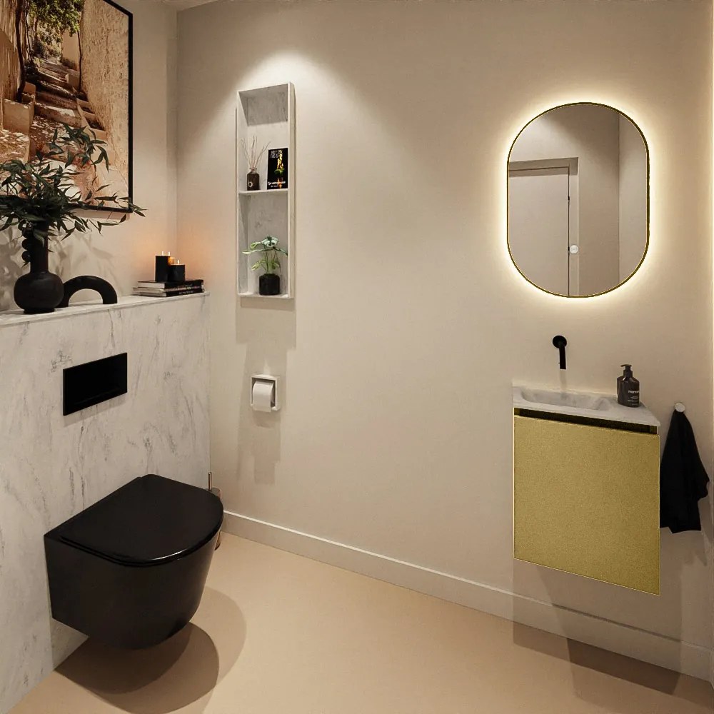 Mondiaz Ture DLux toiletmeubel 40cm oro met wastafel opalo links zonder kraangat