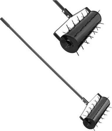 VEVOR Beluchter, 525 x 235 x 1560 mm, gazonbeluchterrol, gazonbeluchter met afneembare handgreep en 33 ijzeren pinnen, verticuteermachine voor verdichte grond en gazons in de tuin, terras, tuin, zwart
