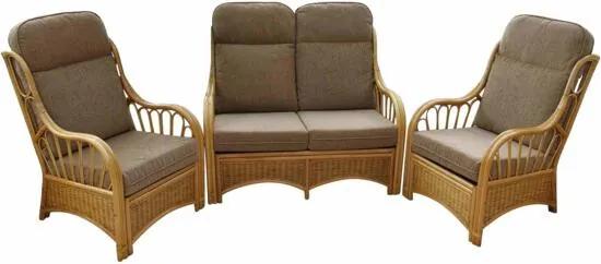 Sorrento Rieten serre meubels - set van 2 stoelen en een bank - Bruin