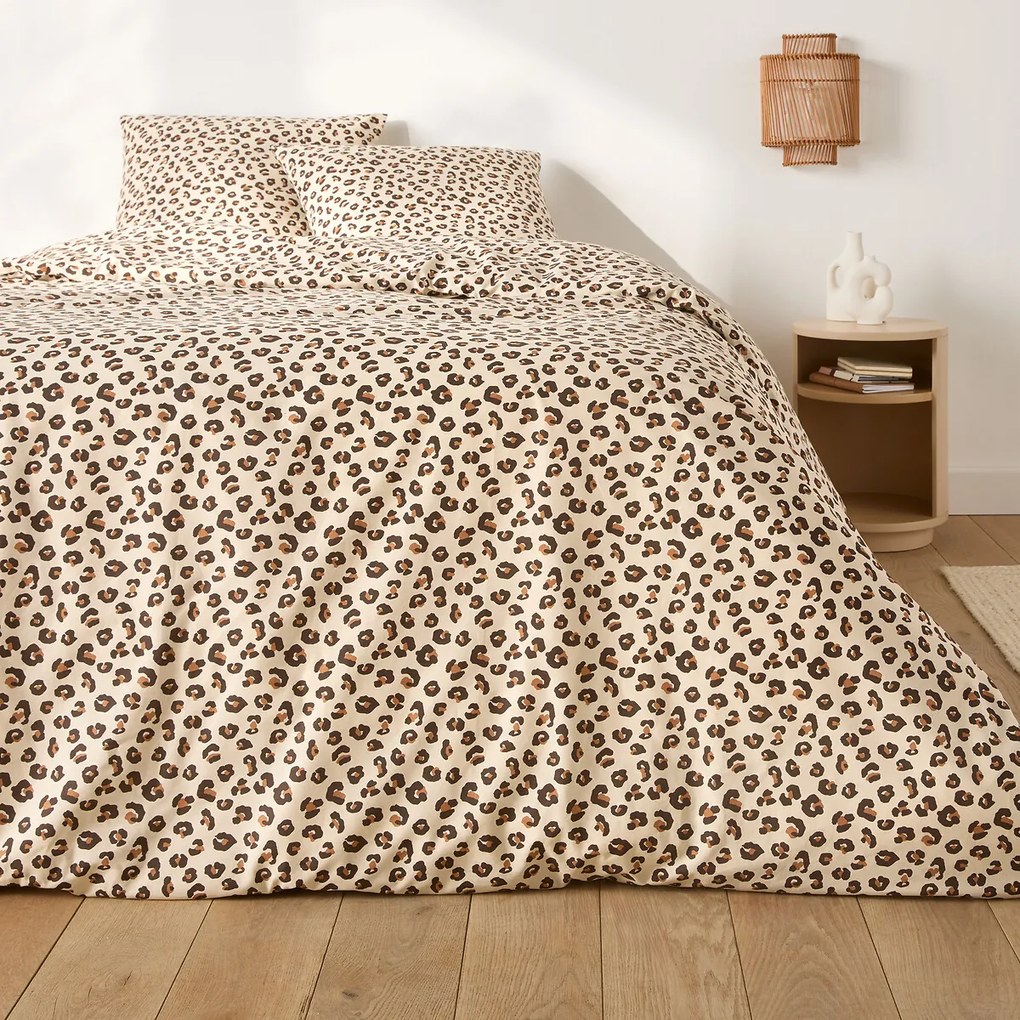 Bedset in katoen, vierkante kussensloop, Leopold