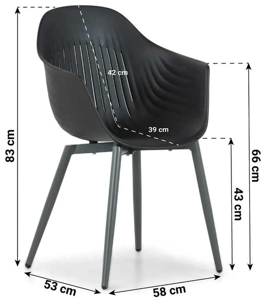 Tuinset 6 personen 220 cm Aluminium Zwart Lifestyle Garden Furniture Lissabon/Tavano