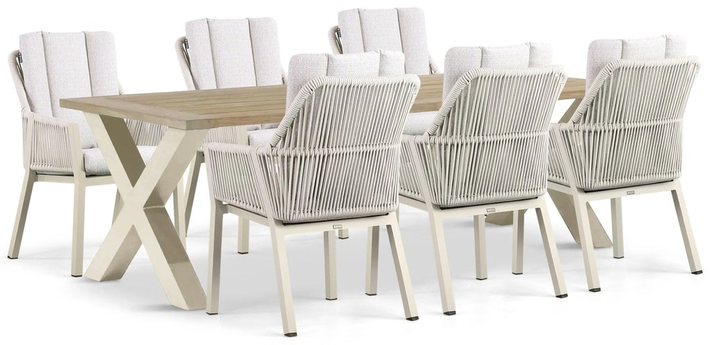 Tuinset 6 personen 240 cm Aluminium/rope Taupe Lifestyle Garden Furniture Verona/Cardiff