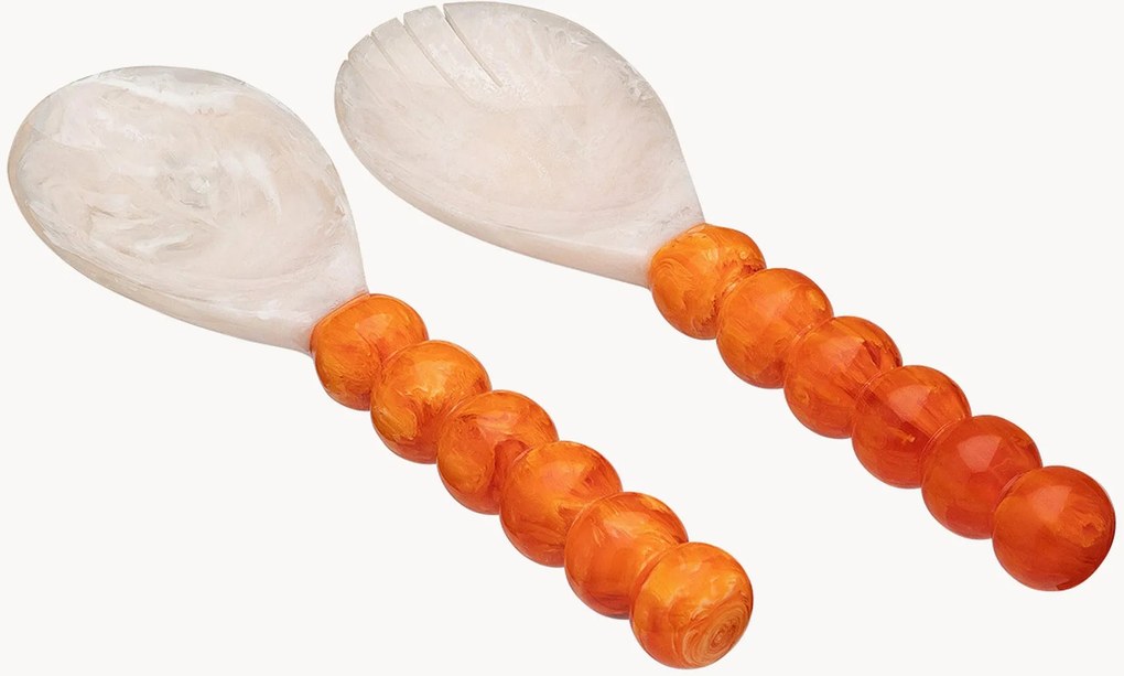 Handgemaakte saladebesteksetset Copper Dawn van hars