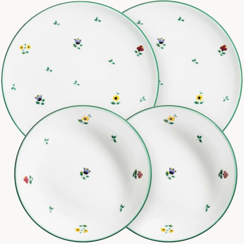Handgemaakte dinerset Streublumen, 4-delig