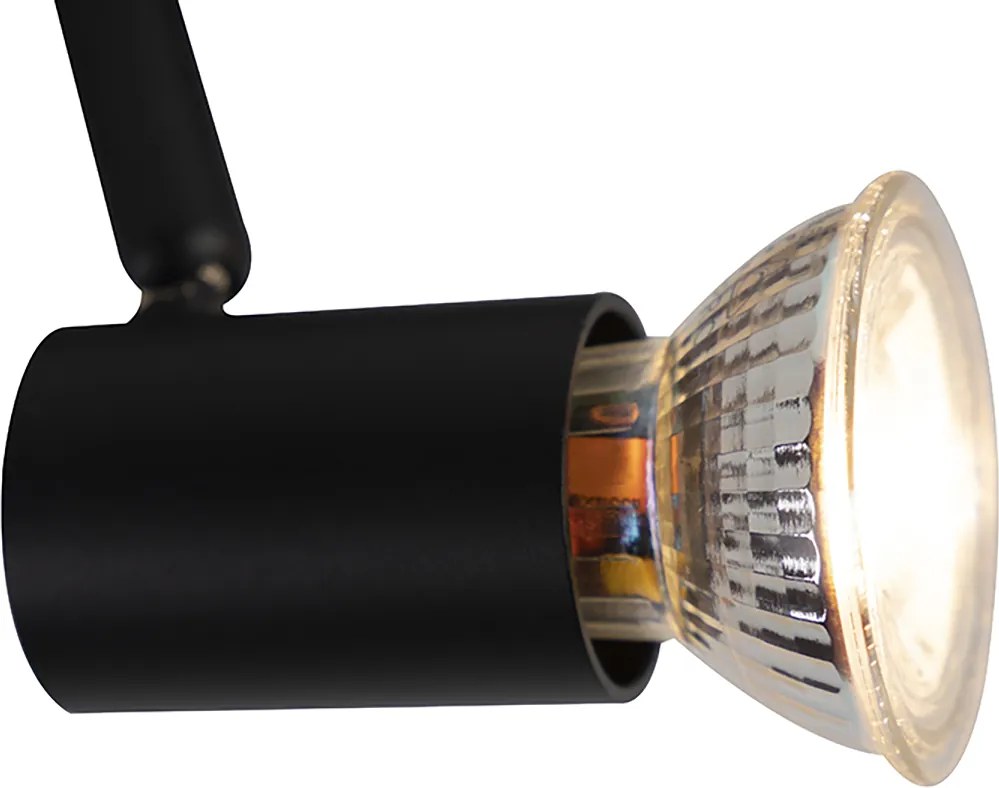 Modern 3-fase railsysteem met 3 spots zwart rechts - 3-Phase Jeany