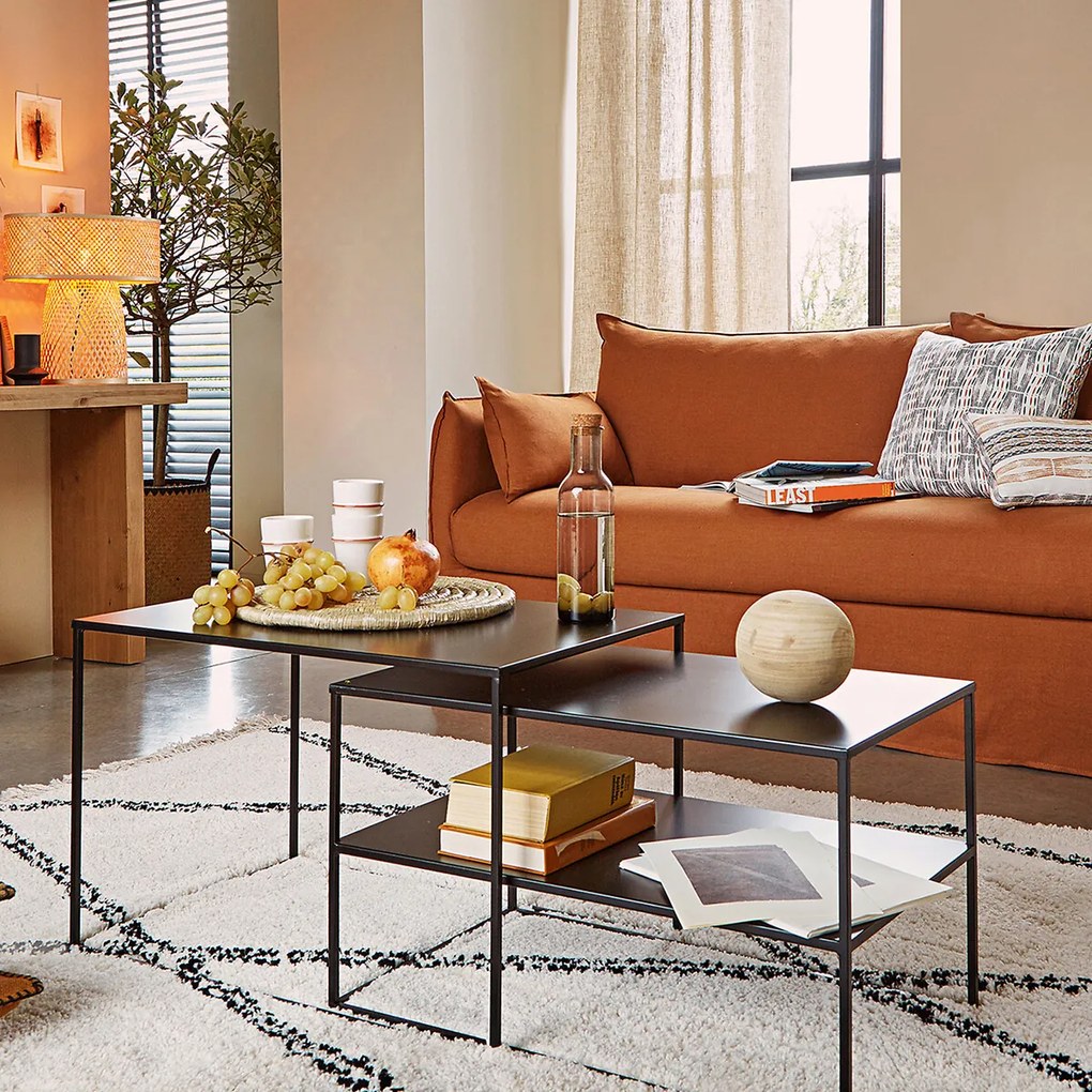 Set van 2 nesting salontafels in staal, Miva