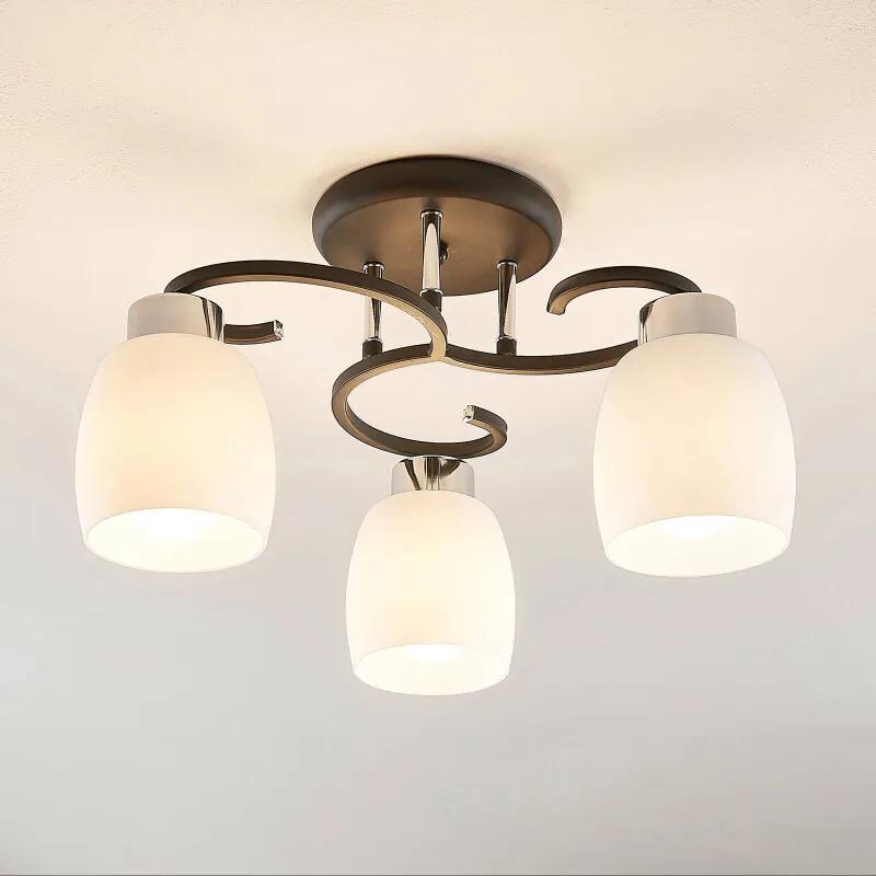 Daliah plafondlamp met drie glazen kappen - lampen-24