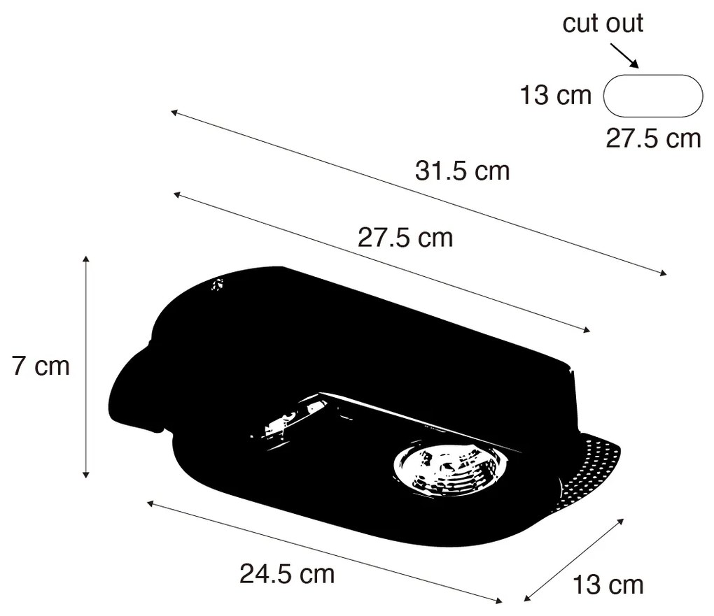 Afgeronde inbouwspot zwart GU10 70mm 2-lichts - Hubs Modern GU10 ovaal Binnenverlichting Lamp