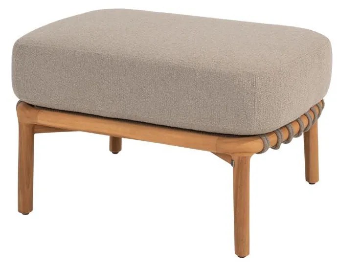 4 Seasons Outdoor Nora loungeset naturel teak met Pablo loungetafel Ø 80 cm SALE Loungeset taupe weerbestendig