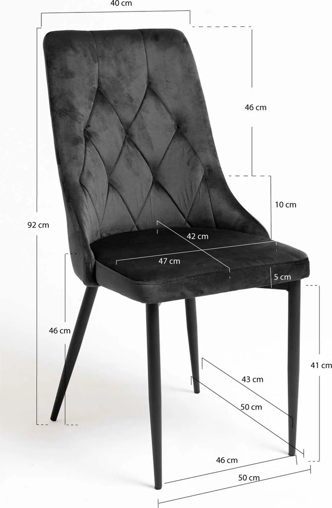 Dolfijn zwart fluwelen stoel