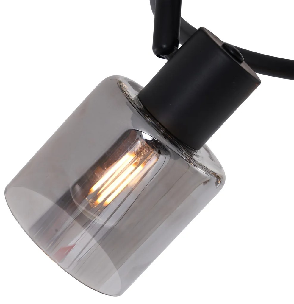 Moderne plafondlamp zwart met smoke glas wokkel 3-lichts - Cilin Modern E14 rond Binnenverlichting Lamp