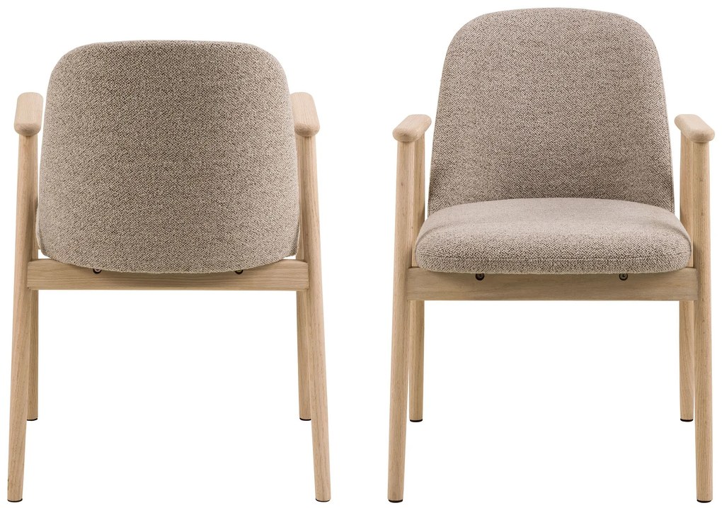 RODERIC Beige Latte (stof Monza 60)/frame geolied eiken - HOUTEN STOEL VOOR WOONKAMER, EETKAMER, KEUKEN RETRO