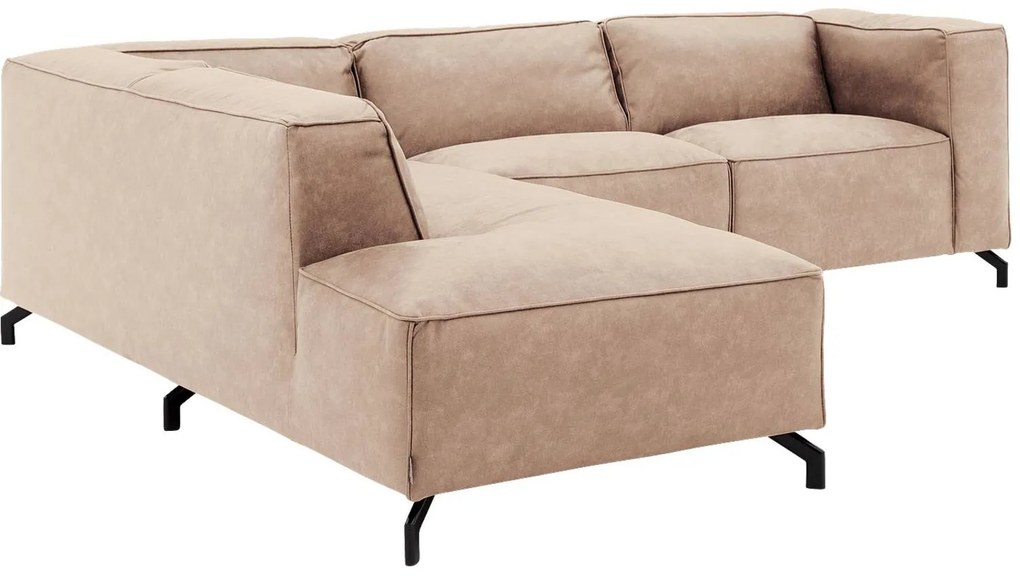 Goossens Bank Calvin beige, micro leer, 2,5-zits, modern design met ligelement links