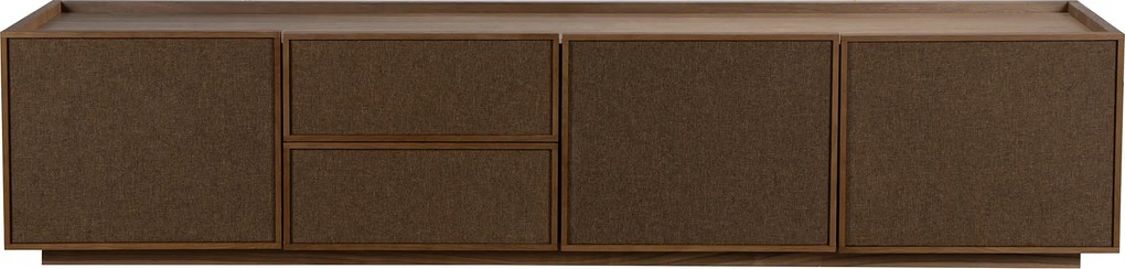 Walnoot Tv-meubel Met Stoffen Deuren 180 Cm - 180x40x40cm.