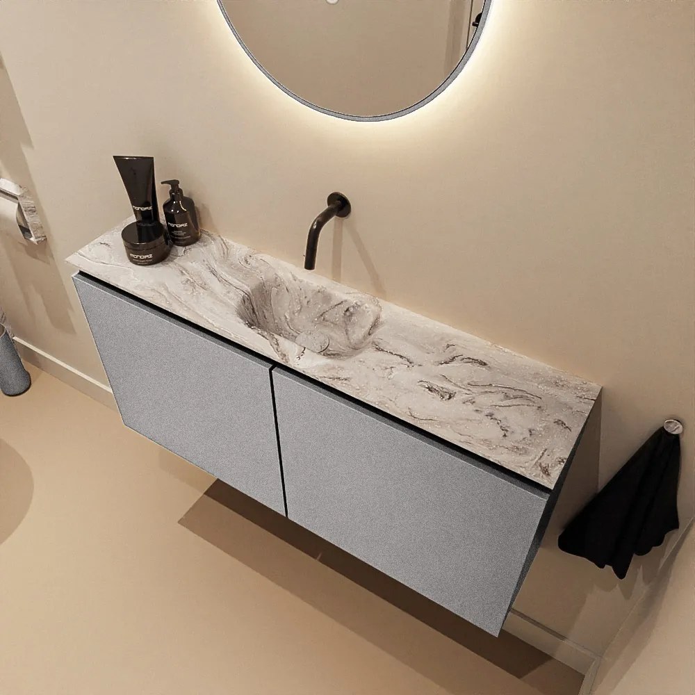 Mondiaz Ture DLux toiletmeubel 100cm plata met wastafel glace midden zonder kraangat