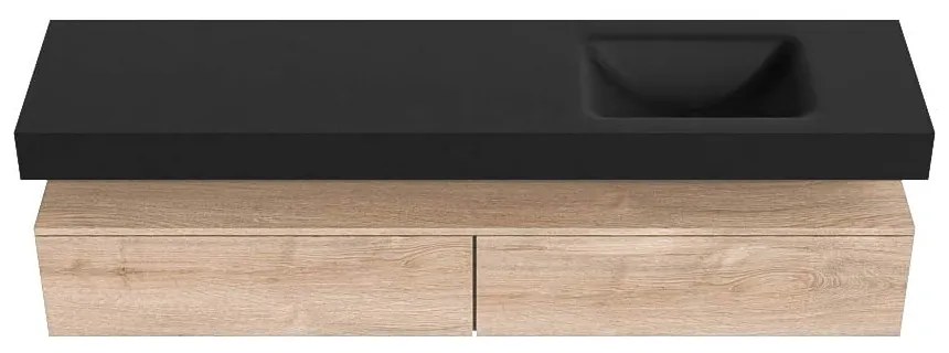 Zaro Alan badmeubel 190cm washed oak 2 lades met vrijhangende wastafel cloud rechts 1 kraangat urban