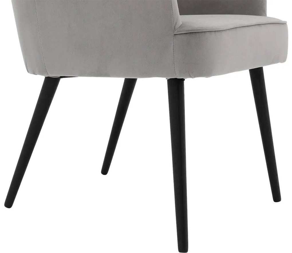 Goossens Eetkamerstoel Rob grijs velvet stof met armleuning, urban industrieel