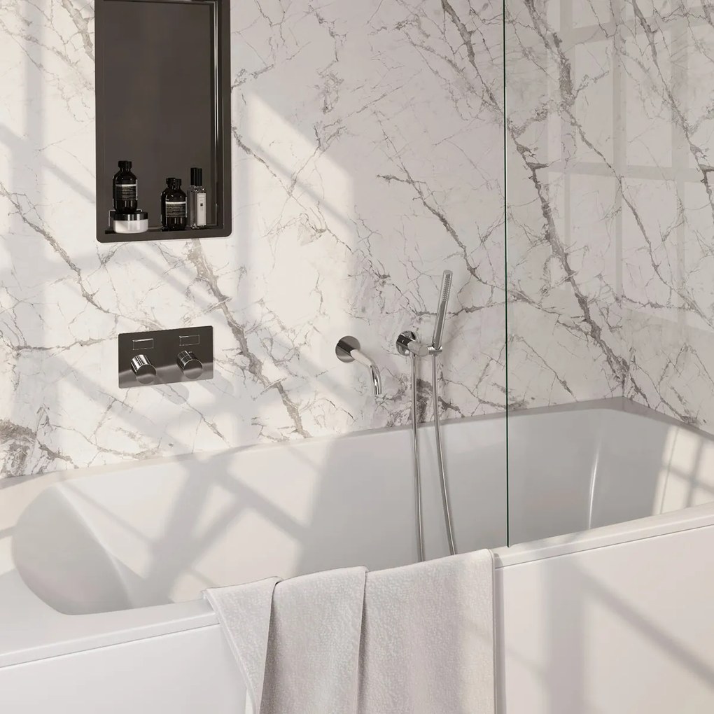 Brauer Stripe inbouw badkraan met drukknoppen en staafhanddouche chroom