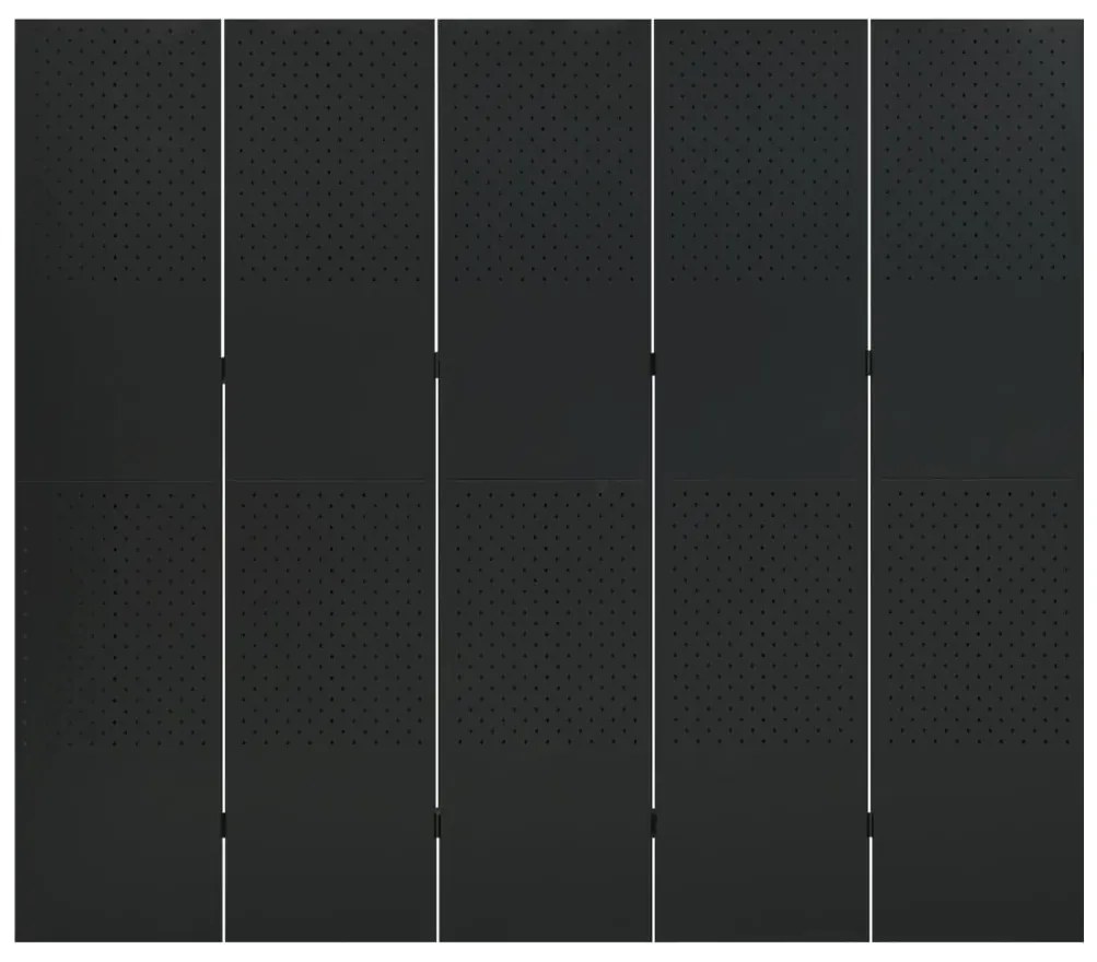 vidaXL Kamerscherm met 5 panelen 200x180 cm staal zwart