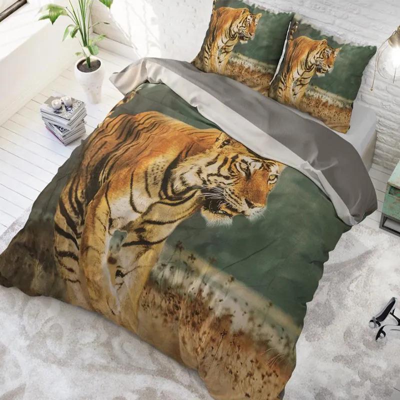 DreamHouse Bedding Nature Tiger Taupe 1-persoons (140 x 220 cm + 1 kussensloop) Dekbedovertrek