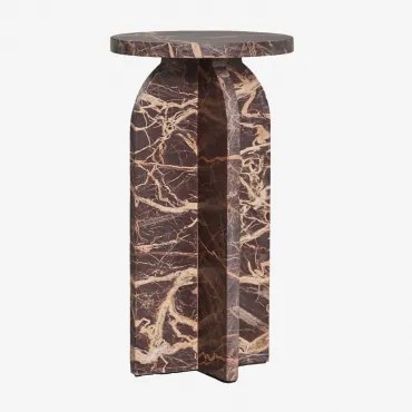Ronde Bijzettafel Ø30 Cm In Graham Marmer Rood Marmer - Sklum