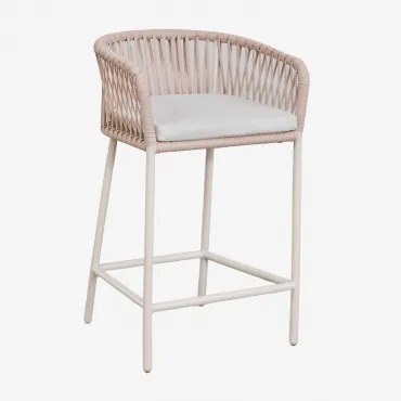 Arhiza Hoge Kruk Met Armleuningen Van Aluminium En Gevlochten Touw Tapioca Beige & ↑65 Cm - Sklum