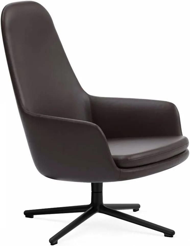 Normann Copenhagen Era Lounge Chair High Swivel fauteuil met zwart onderstel Ultra Leather 41589