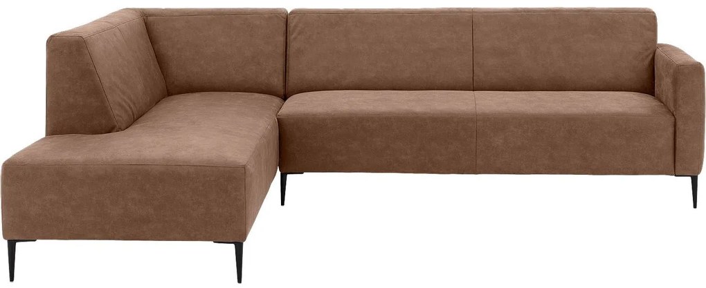 Goossens  Key West bruin, micro leer, 3-zits, modern design met ligelement links