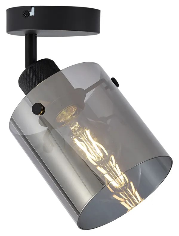 Design wandspot zwart met smoke glas - Domo