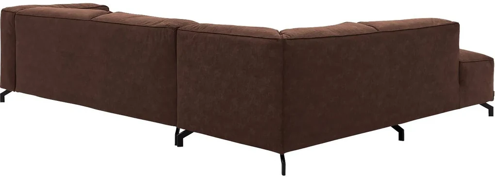 Goossens Bank Calvin bruin, micro leer, 3,5-zits, modern design met ligelement links