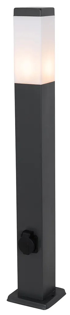 Buitenlamp donkergrijs 80 cm met stopcontact IP44 - Malios
