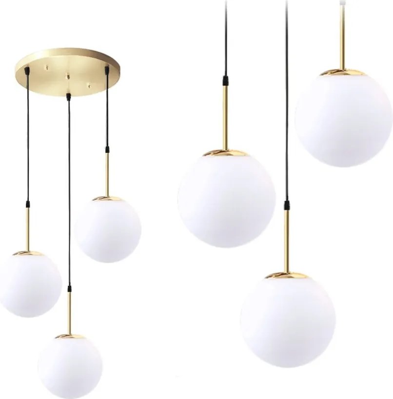 Hanglamp Golden Glass Milky Ball APP656-3CPR