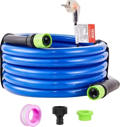 VEVOR 15ft verwarmde waterslang voor camper, verwarmde drinkwaterslang met vorstbeveiliging tot -45°F, automatisch zelfregulerend, 5/8" binnendiameter met snelkoppelingsset, lood- en BPA-vrij