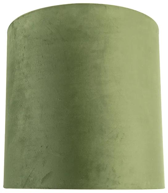Stoffen Velours lampenkap groen 40/40/40 met gouden binnenkant cilinder / rond
