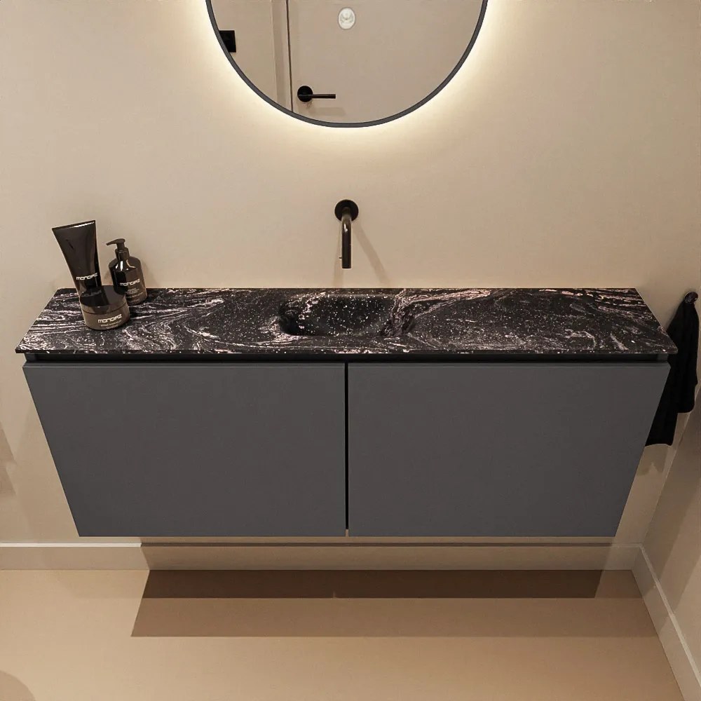 Mondiaz Ture DLux toiletmeubel 120cm dark grey met wastafel lava midden zonder kraangat