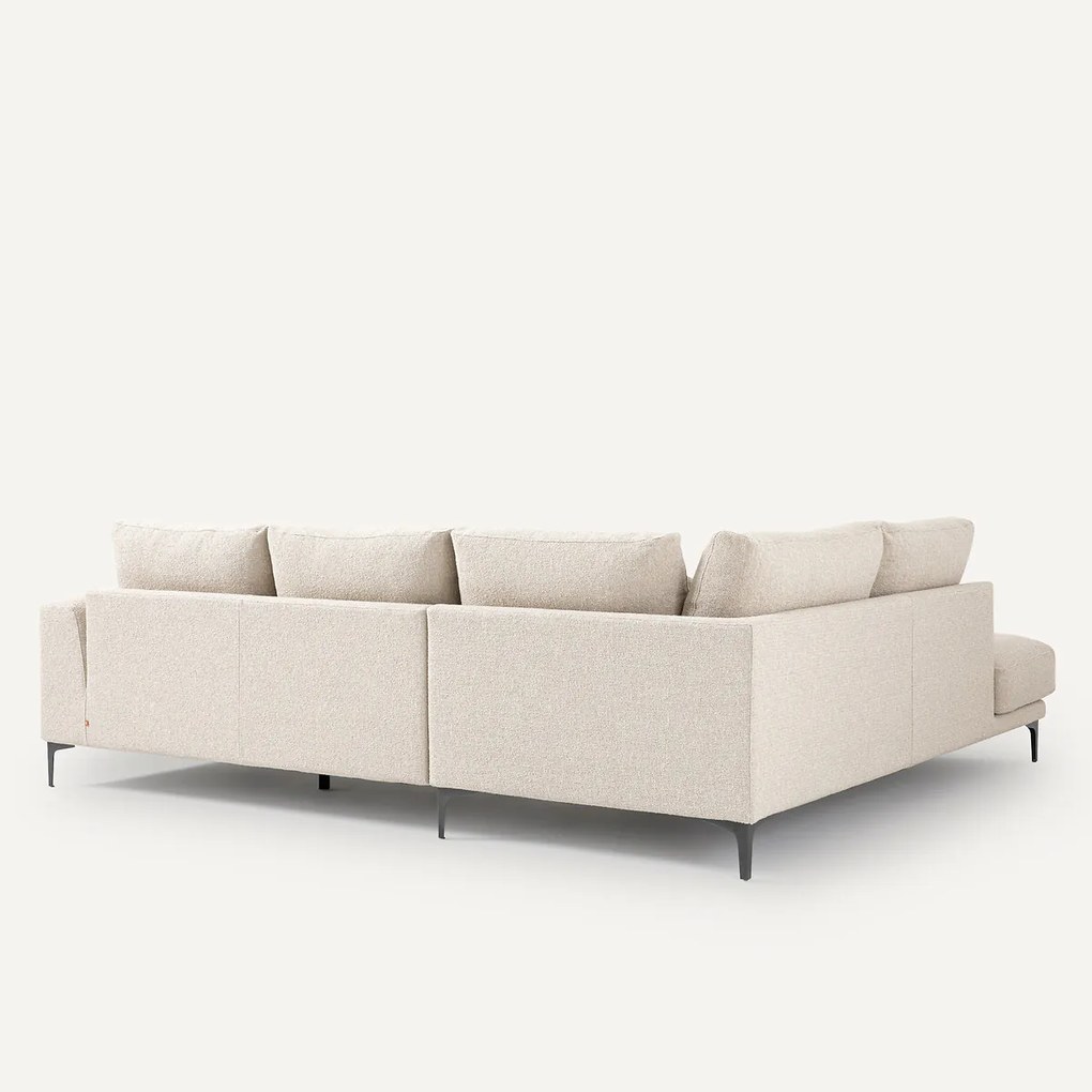 Zitbank met hoek links en armleuningen, bouclé, Marsile