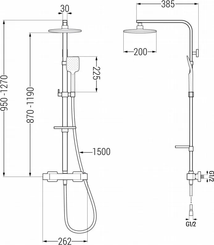 Mexen CQ62 opbouwdoucheset met regendouche en thermostatische kraan, chroom - 772506295-00