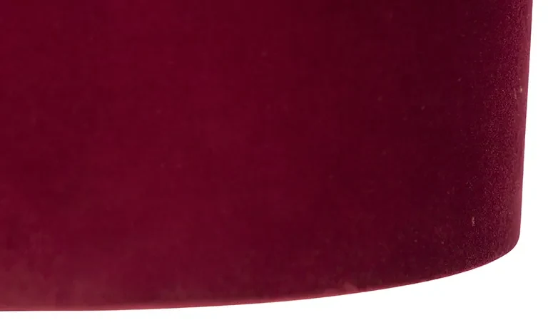 Stoffen Hanglamp zwart met velours kap rood met goud 35 cm - Blitz Klassiek / Antiek E27 cilinder / rond rond Binnenverlichting Lamp