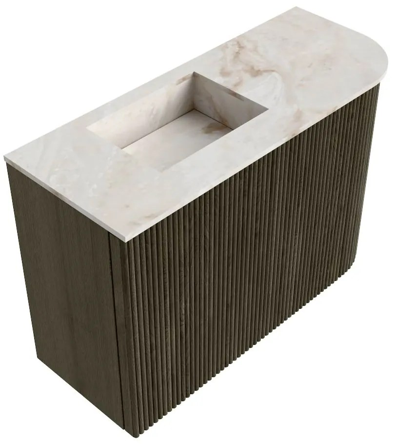 Mondiaz Joya DLux 60cm toiletmeubel ronding rechts shadow met wastafel faye links zonder kraangat frappe