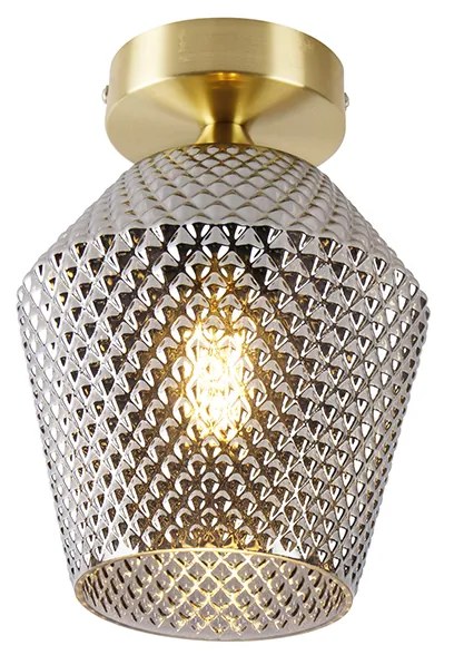 Smart plafondlamp met dimmer messing met smoke glas incl. Wifi A60 - Karce Art Deco E27 rond Binnenverlichting Lamp