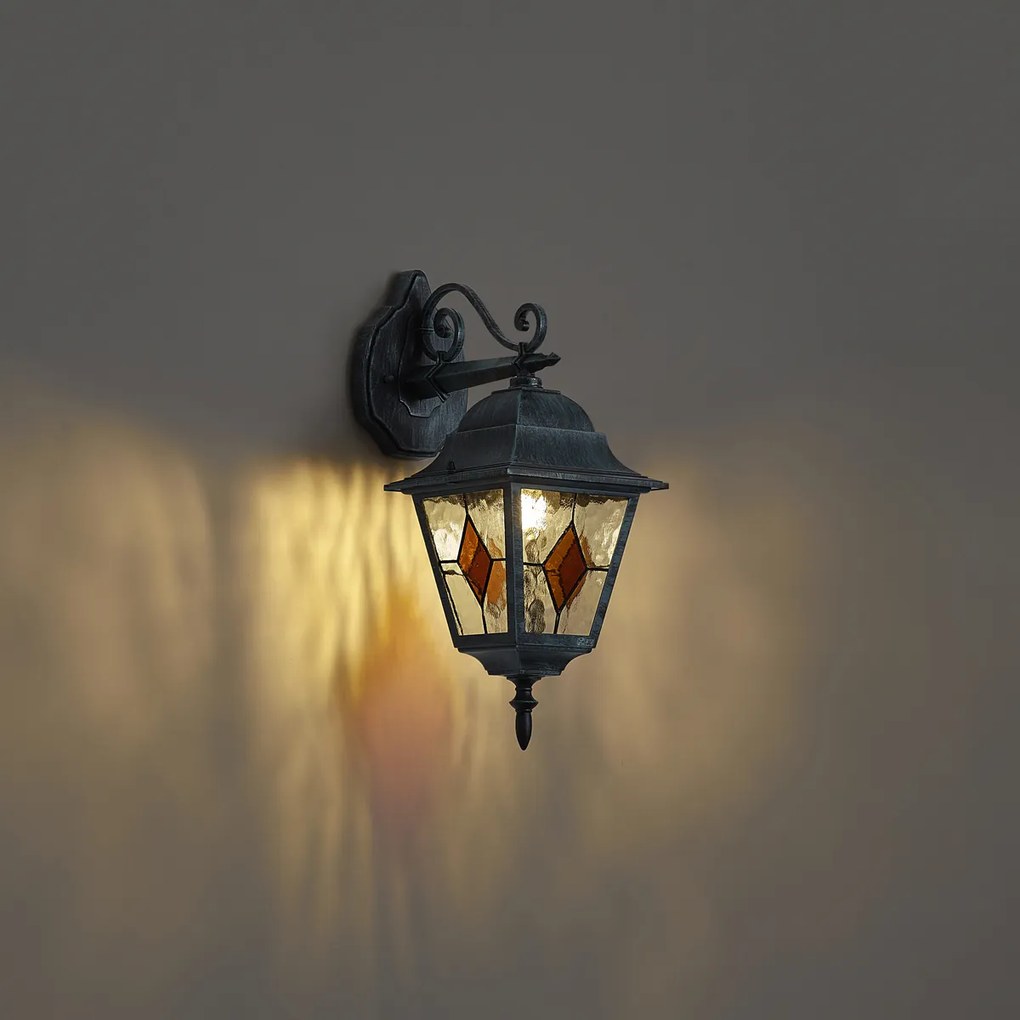 Vintage buiten wandlantaarn zwart met antiek groen IP44 - Antigua Down