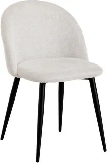 Kana Gestoffeerde Eetkamerstoelen En Stalen Frame, Set Van 4 Zwart & Stof Gebroken Wit - Sklum