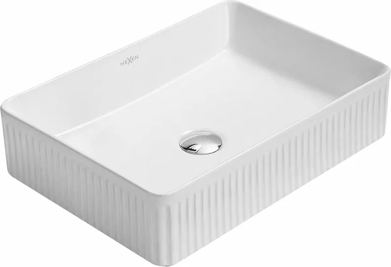 Mexen Grovo geribbelde opbouw wastafel 51 x 37 cm, wit - 22305100