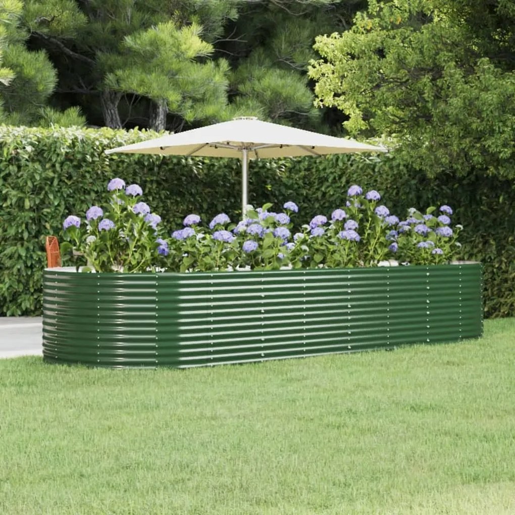 vidaXL Plantenbak 367x140x68 cm gepoedercoat staal groen