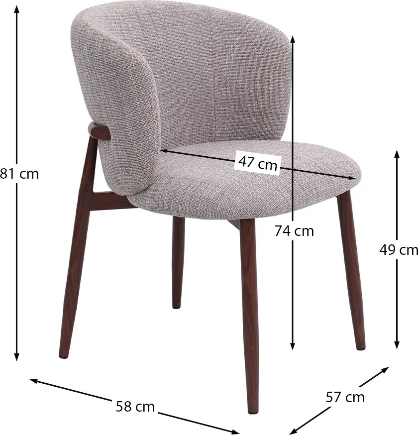 Walnoot Eetkamerstoel Met Ronde Rug Beige