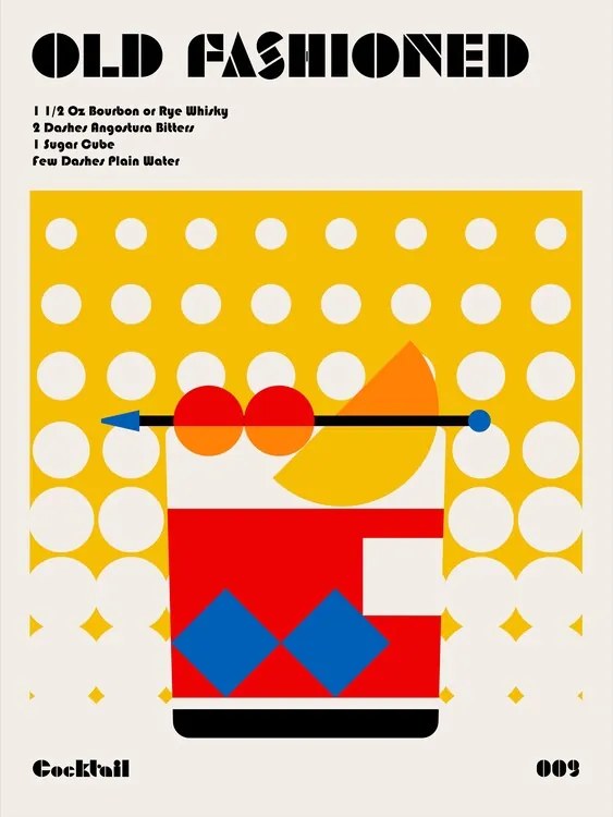 Ilustratie Old Fashioned Bauhaus Cocktail, Retrodrome