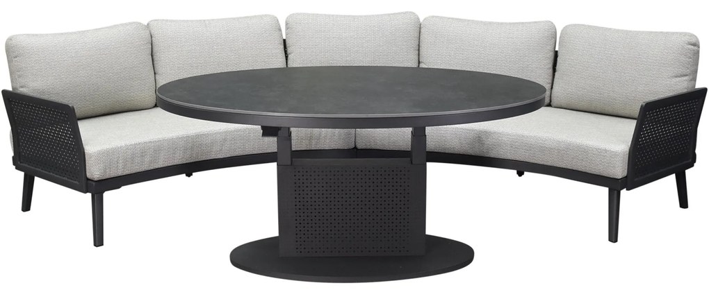 Primitivo hoek loungeset 3 delig verstelbaar antraciet aluminium