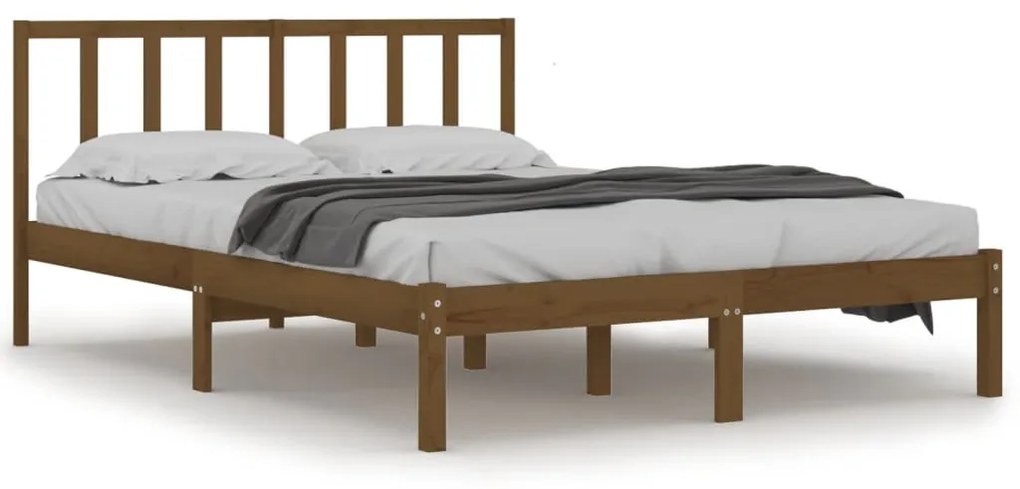 vidaXL Bedframe massief grenenhout honingbruin 160x200 cm