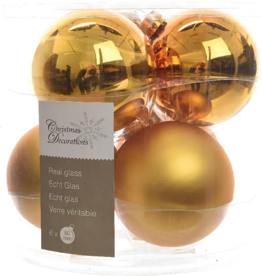 Kerstbal glas glans-mat diameter 8cm intens goud KSD